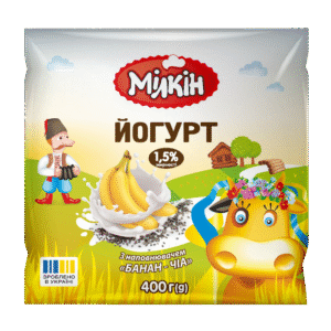 Йогурт Мілкін 1,5% Банан-Чіа 400г
